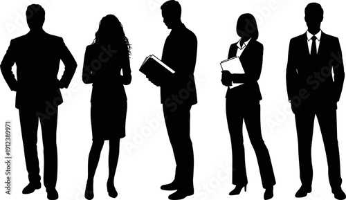 Business people silhouettes set isolated on white background, professional men and women executives icons collection, corporate office teamwork concept, flat design illustration