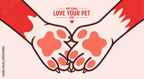Human hands holding animal paws national love your pet day symbolizing love and care between humans and pets