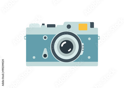 Flat vector retro camera icon. Cute photography illustration for creative projects, travel branding, apps, UI design, social media and modern graphic resources.
