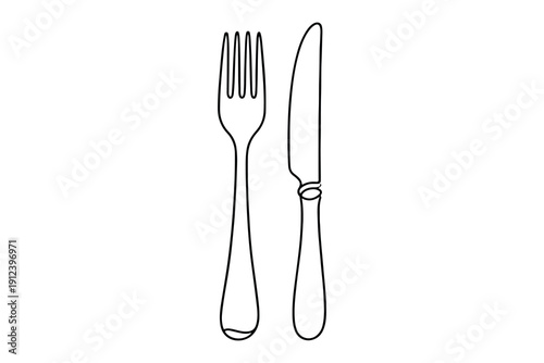 Elegant dining cutlery one line art minimalist vector