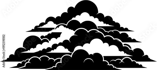 Soft Cotton Like Cloud Shape Silhouette Vector