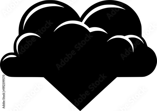 Romantic Heart Shaped Cloud Silhouette Vector Illustration