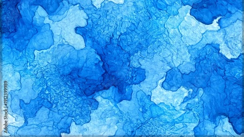 Abstract Blue and White Ink Paint Fluid Flow and Marbling Texture Background