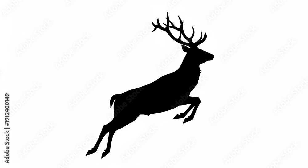 Fototapeta premium Majestic Stag Silhouette Leaping Elegantly