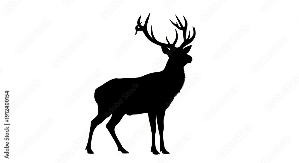Obraz premium Majestic Stag Silhouette Illustration