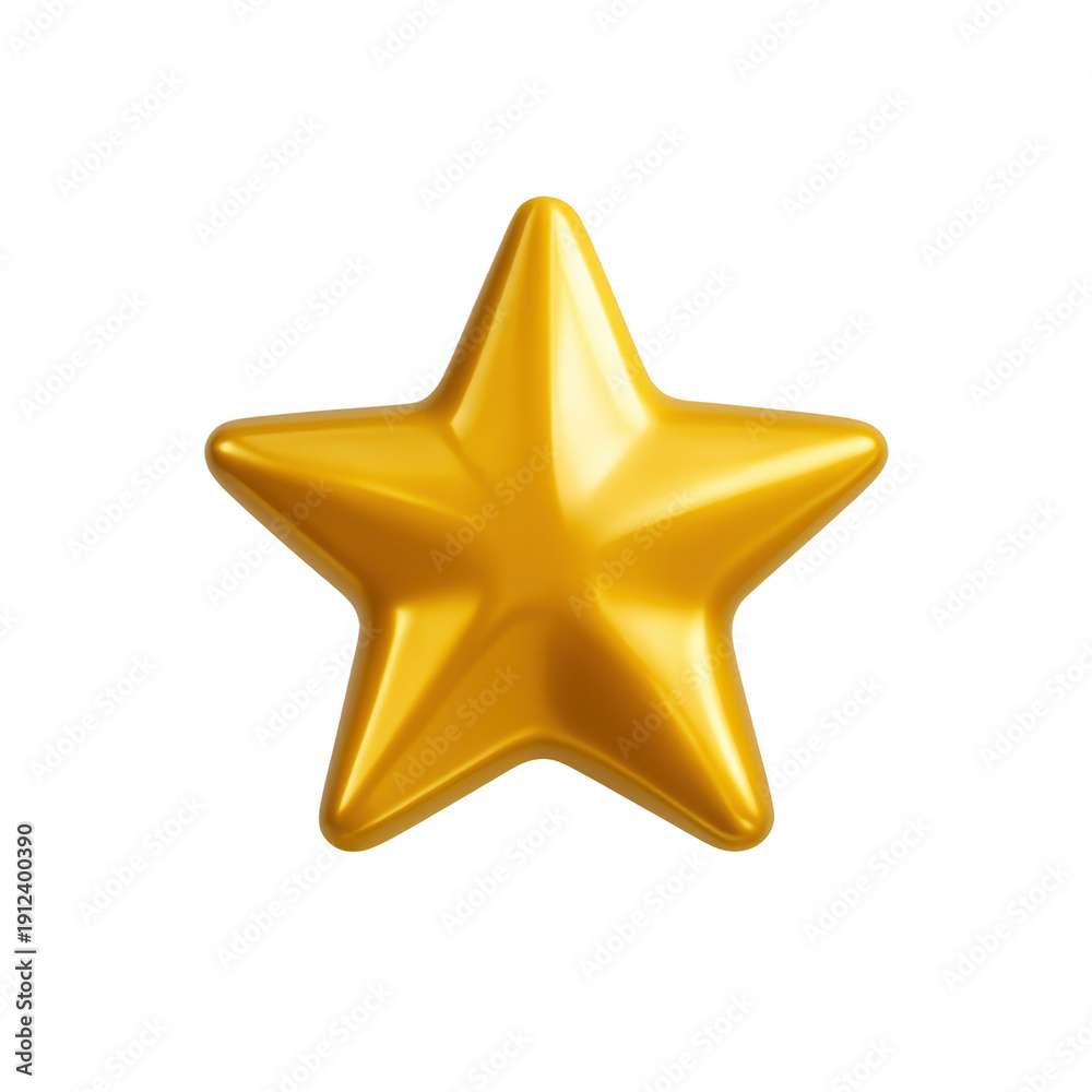 Obraz premium Shiny Golden Five-Pointed Star 3D Rendered Polished Surface.