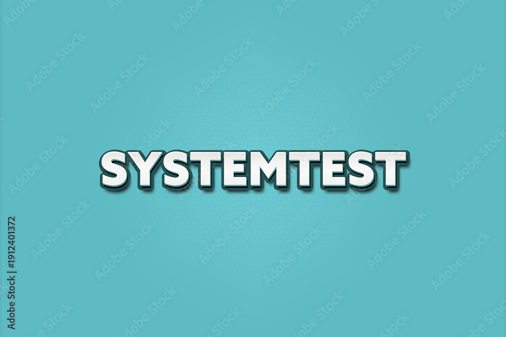 Obraz premium Systemtest (System test) - A turquoise banner illustration with white text.