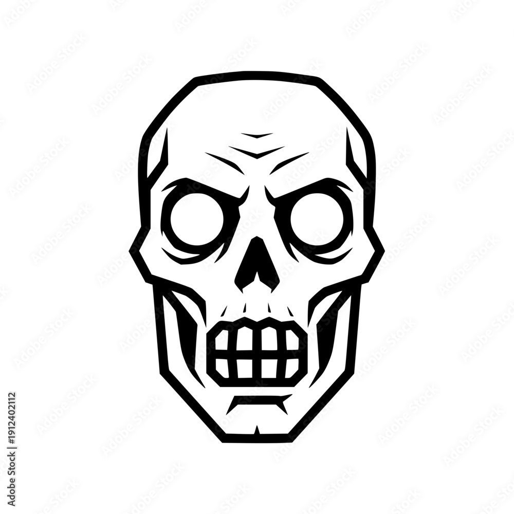 Obraz premium Minimalist human skull vector illustration in bold black
