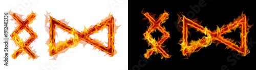 Fotografie PNG image of Fiery magical rune symbols burning intensely with bright orange and