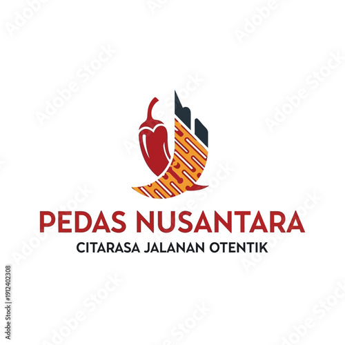 Pedas Nusantara Authentic Street Food Logo Design.