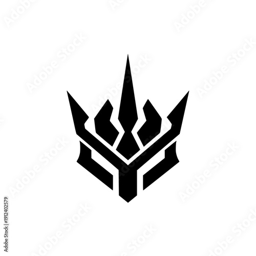Abstract trident crown logo symbol