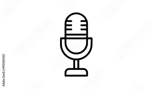 Microphone outline vector icon minimal lineart audio illustration isolated on transparent background