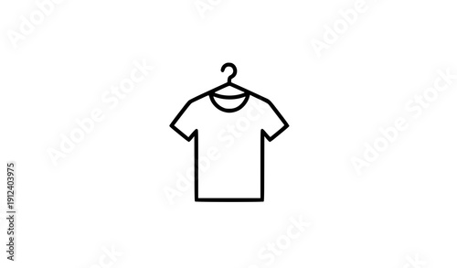 Clothes hanger outline icon vector black line wardrobe symbol isolated on transparent background