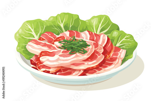 Samgyeopsal presented on dish isolated
