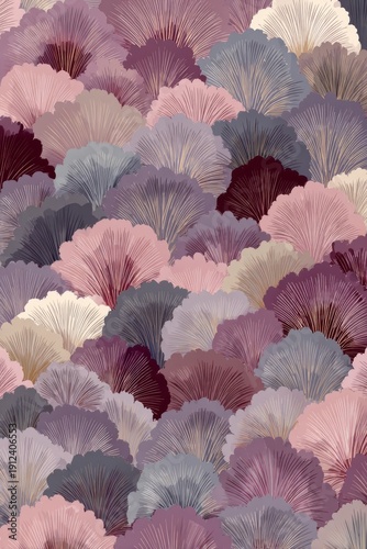 A Japanese pattern with soft colors of blush pink, muted lavender, and cream