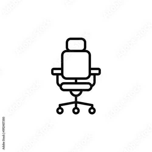 Simple line drawing of an office chair with a wheeled base