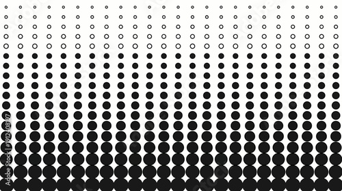 Abstract halftone dot gradient pattern in black and white with circular dots, a geometric texture for digital design and backgrounds