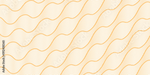 Yellow instant noodle, pasta and spaghetti texture with geometric wavy lines. Ramen, pasta vector pattern. Background abstract food illustration