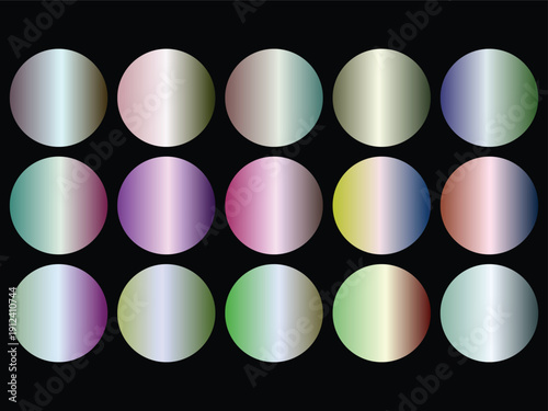 Fifteen golden and bronze metallic gradient circles arranged perfectly on a deep black background