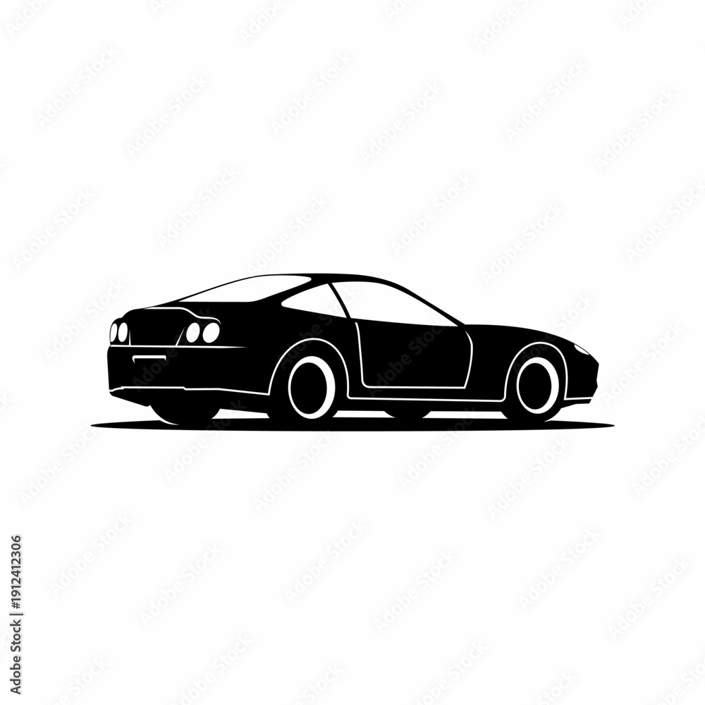 Fototapeta premium Old sedan car fast silhouette vector isolated on white background