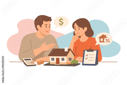 Couple Discussing Home Purchase and Mortgage Options.