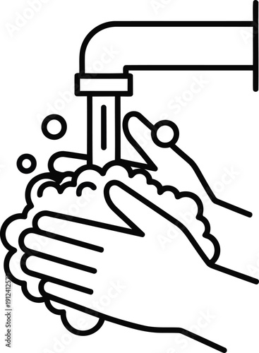Handwashing Hygiene Illustration for Health Awareness and Cleaning Education