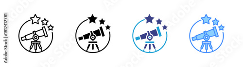 Astronomy icon set multiple style collection