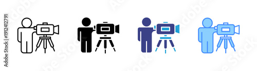 Cameraman icon set multiple style collection