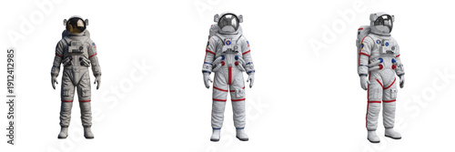 Canvastavla Professional astronaut in high-tech space suit isolated on white background, con