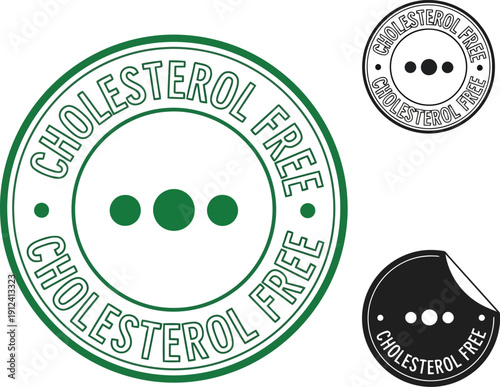 Cholesterol Free Label Set for Healthy Eating, Wellness and Dietary Choices