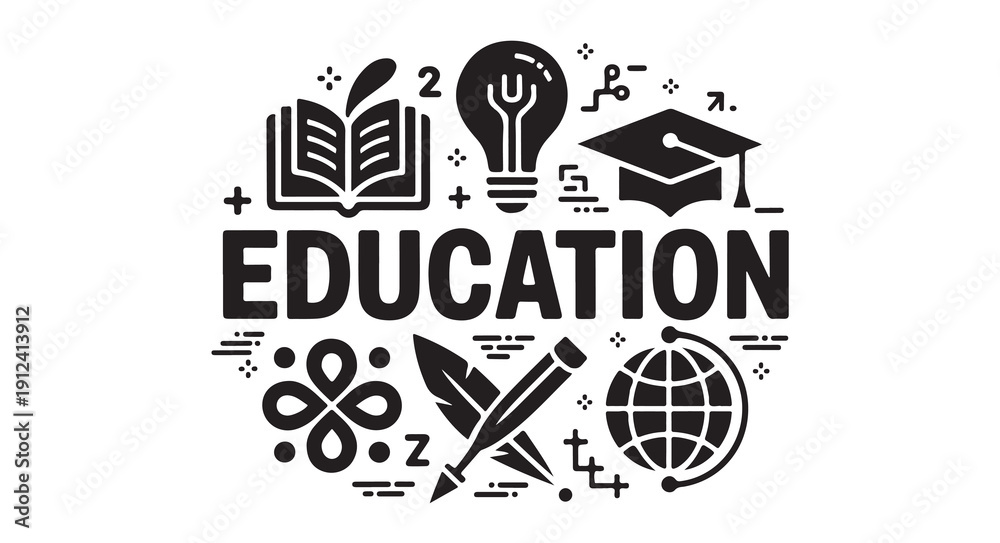 Fototapeta premium Education learning knowledge and graduation symbols icons for university academic student concepts