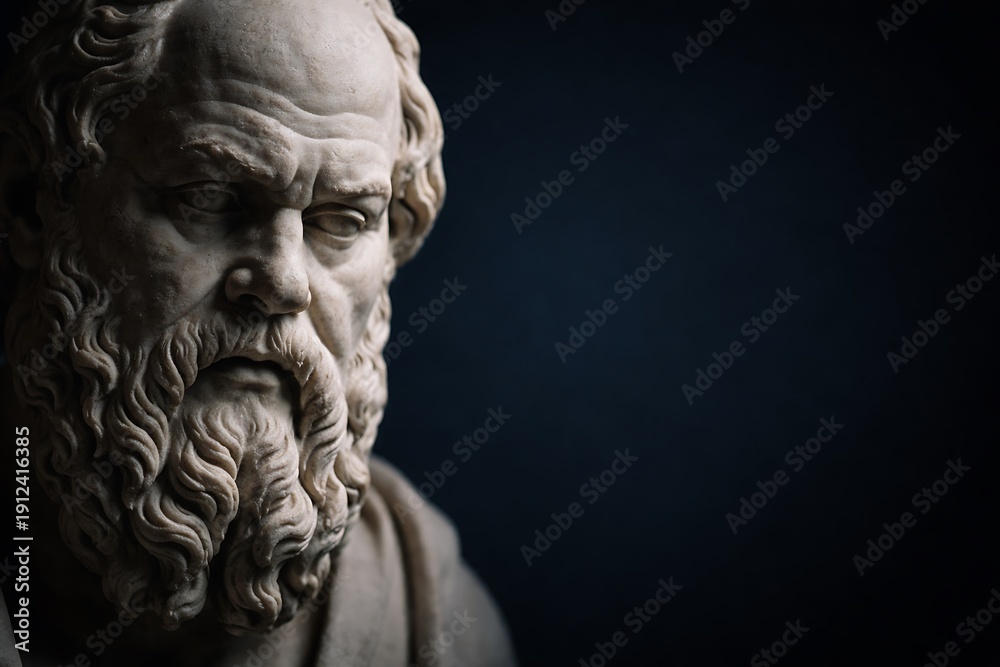 Obraz premium Philosophical Reflection on Wisdom Ancient Greece Sculpture Artistic Environment Close-Up View Socratic Thought