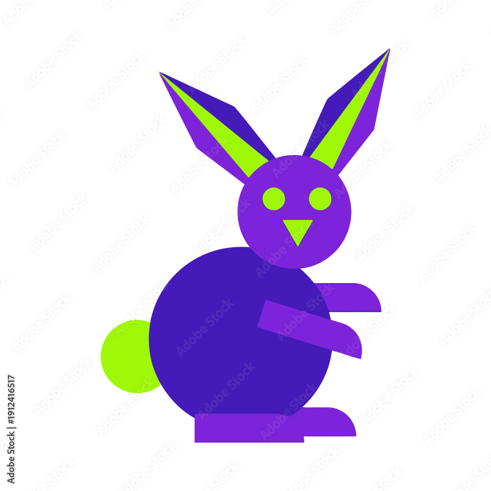 Obraz premium Cute cartoon Easter bunny rabbit holding a colorful egg in spring holiday illustration
