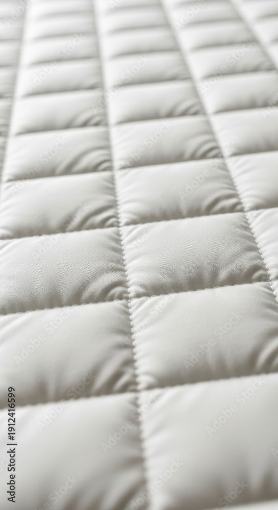 Fototapeta premium Close-up of a Quilted White Fabric Surface with Soft Padding.