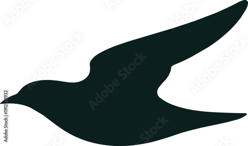 Flying Bird Spread Wings Black Silhouette Vector