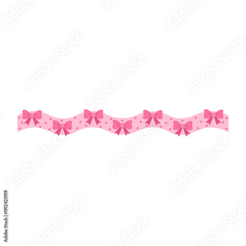 Pink wavy ribbon bow border