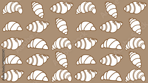 set of croissant doodle hand drawn. Hand drawn croissant french breakfast