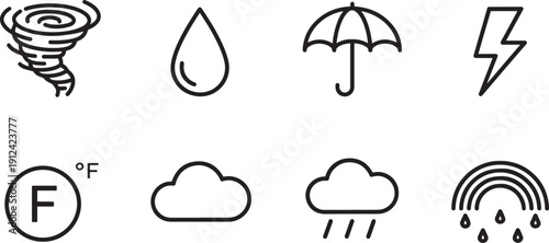 Set of vector weather icons bundle silhouette design with storm symbols