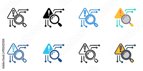 Risk assessment icons set multiple style collection. Editable stroke 
