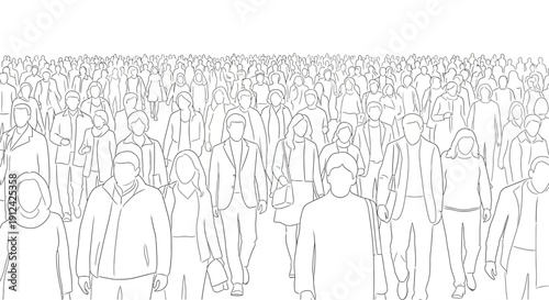 Crowd of People Standing Together Illustration.