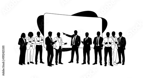 Business People Standing Together Discussing Ideas.