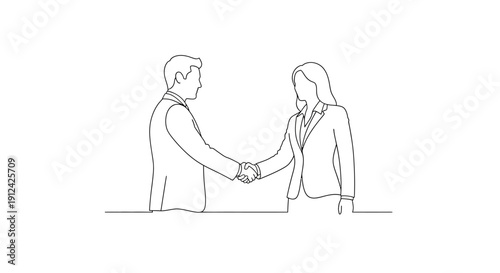 Man and Woman Shaking Hands Illustration.