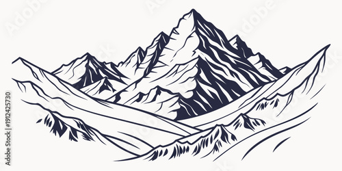 Majestic snow-covered mountains with a clear blue sky and white clouds