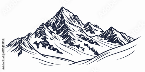 Majestic mountains with snow covered peaks and rugged terrain
