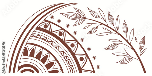 Intricate native american inspired symmetrical design with leaf motifs