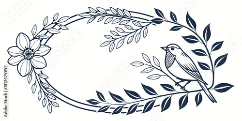 Elegant floral wreath with intricate blue and white floral designs