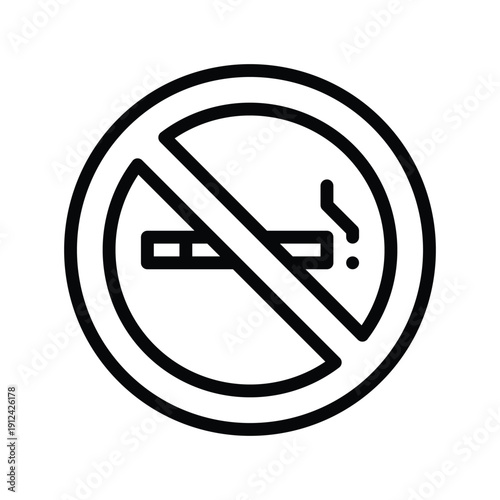 Free Download A simple black and white line drawing of a no smoking sign, indicating a prohibition against smoking. Single Line Icon. - GFXLoad