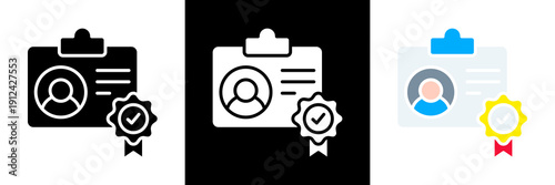 Credential Icon Set Glyph vector Illustration 