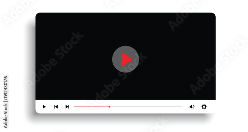 Video player with play button, play video online window.