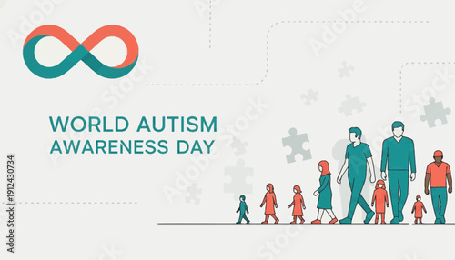 World Autism Awareness Day Family Puzzle Infinity Symbol